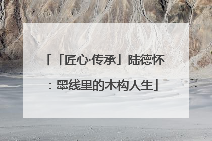 「匠心·传承」陆德怀：墨线里的木构人生