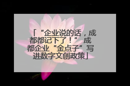 “企业说的话，成都都记下了！” 成都企业“金点子”写进数字文创政策