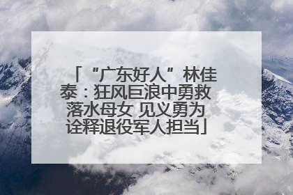 “广东好人”林佳泰：狂风巨浪中勇救落水母女 见义勇为诠释退役军人担当