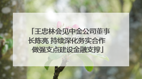 王忠林会见中金公司董事长陈亮 持续深化务实合作 做强支点建设金融支撑