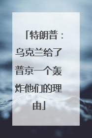 特朗普：乌克兰给了普京一个轰炸他们的理由