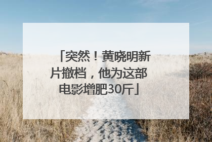突然！黄晓明新片撤档，他为这部电影增肥30斤