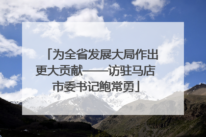 为全省发展大局作出更大贡献——访驻马店市委书记鲍常勇