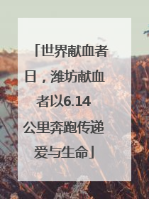 世界献血者日，潍坊献血者以6.14公里奔跑传递爱与生命