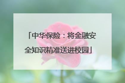 中华保险：将金融安全知识精准送进校园