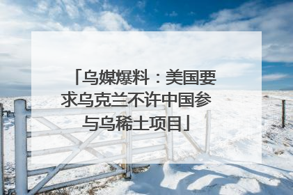 乌媒爆料：美国要求乌克兰不许中国参与乌稀土项目