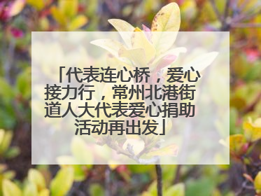 代表连心桥，爱心接力行，常州北港街道人大代表爱心捐助活动再出发