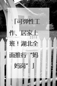 可弹性工作、居家上班！湖北全面推行“妈妈岗”