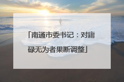 南通市委书记：对庸碌无为者果断调整