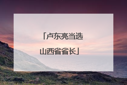 卢东亮当选山西省省长