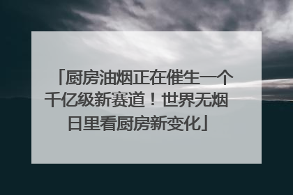 厨房油烟正在催生一个千亿级新赛道！世界无烟日里看厨房新变化