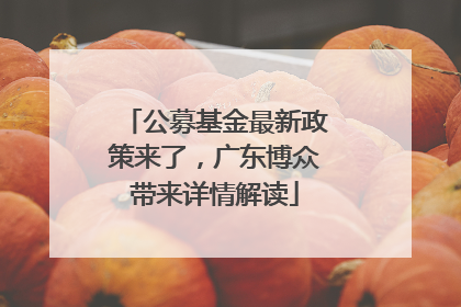 公募基金最新政策来了，广东博众带来详情解读