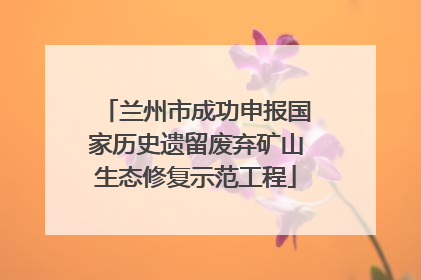 兰州市成功申报国家历史遗留废弃矿山生态修复示范工程