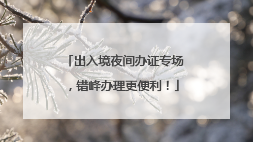 出入境夜间办证专场，错峰办理更便利！
