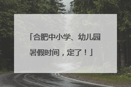 合肥中小学、幼儿园暑假时间，定了！