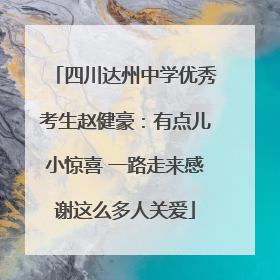 四川达州中学优秀考生赵健豪：有点儿小惊喜 一路走来感谢这么多人关爱