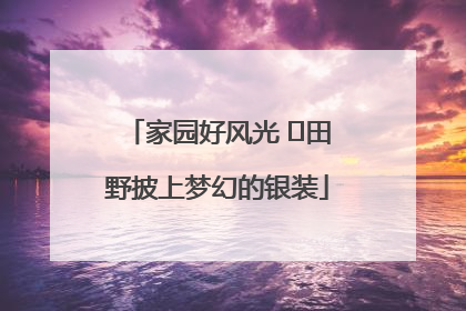 家园好风光 ⎮田野披上梦幻的银装