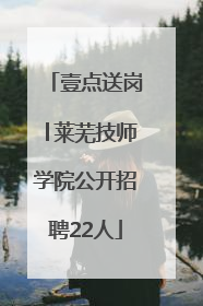 壹点送岗│莱芜技师学院公开招聘22人