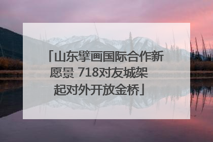 山东擘画国际合作新愿景 718对友城架起对外开放金桥