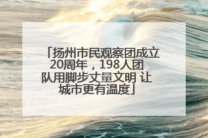 扬州市民观察团成立20周年，198人团队用脚步丈量文明 让城市更有温度