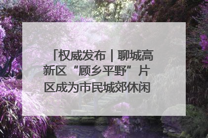 权威发布｜聊城高新区“顾乡平野”片区成为市民城郊休闲全新目的地