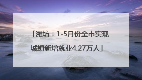 潍坊：1-5月份全市实现城镇新增就业4.27万人