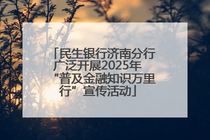 民生银行济南分行广泛开展2025年“普及金融知识万里行”宣传活动