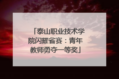 泰山职业技术学院闪耀省赛：青年教师勇夺一等奖