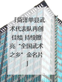 菏泽单县武术代表队再创佳绩 持续擦亮“全国武术之乡”金名片