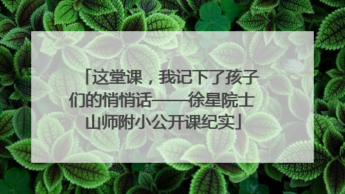 这堂课，我记下了孩子们的悄悄话——徐星院士山师附小公开课纪实