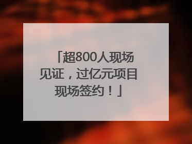 超800人现场见证，过亿元项目现场签约！