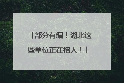 部分有编！湖北这些单位正在招人！