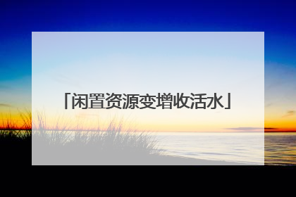 闲置资源变增收活水