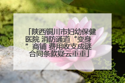 陕西铜川市妇幼保健医院 消防通道“变身”商铺 费用收支成谜 合同条款疑云重重