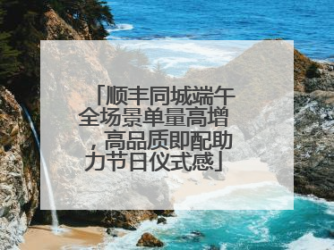 顺丰同城端午全场景单量高增，高品质即配助力节日仪式感
