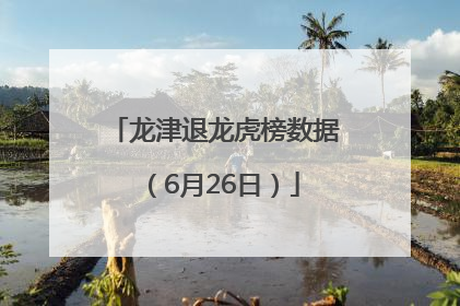 龙津退龙虎榜数据（6月26日）