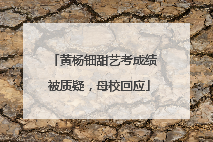黄杨钿甜艺考成绩被质疑，母校回应