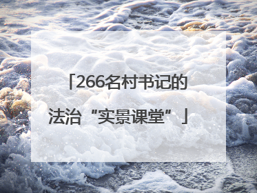 266名村书记的法治“实景课堂”