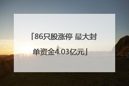 86只股涨停 最大封单资金4.03亿元